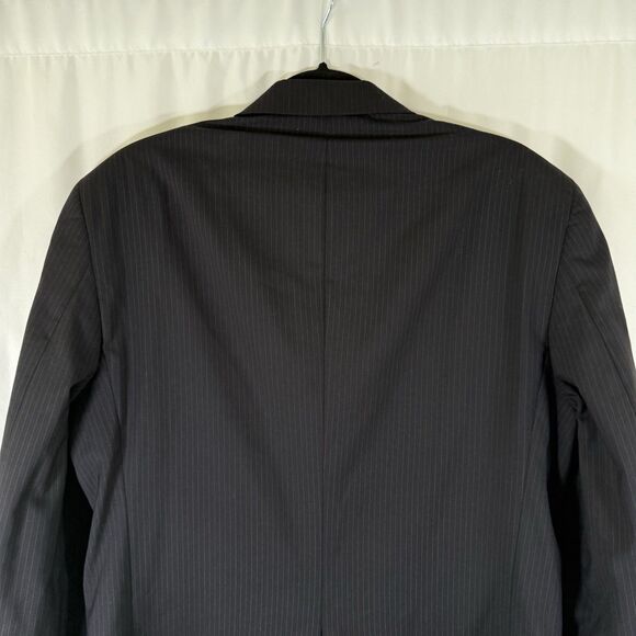 Jos A Bank 100% Wool Blend Men's 40R Black Striped 2 Button Front Dry Clean - Picture 10 of 11